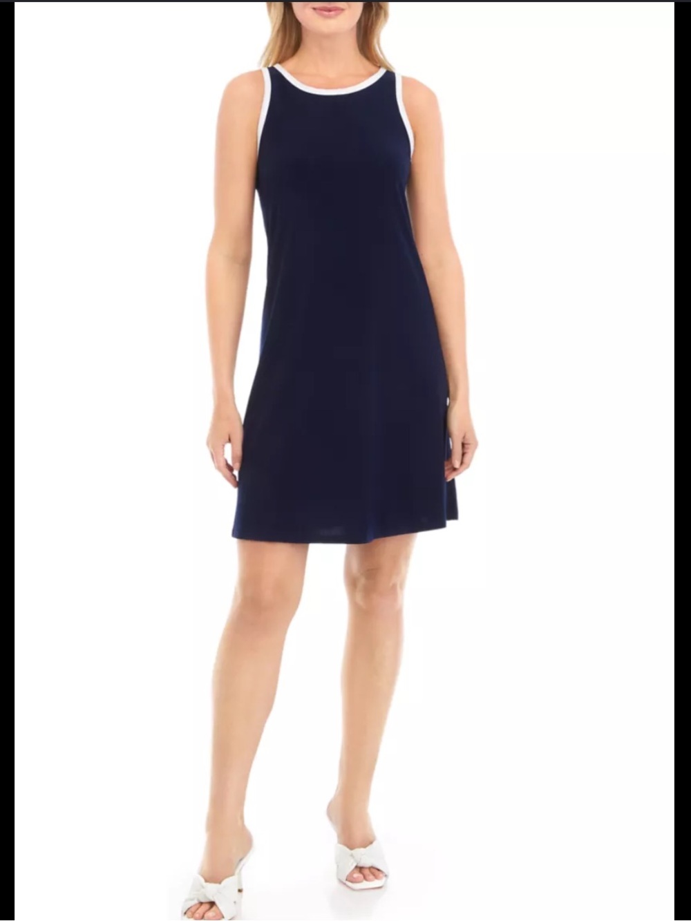 MSK Navy Dress with White Trim S